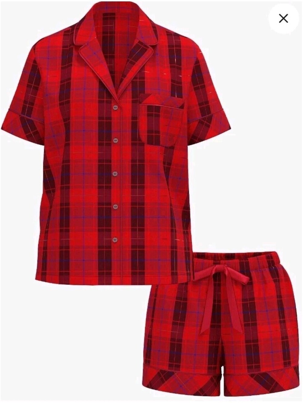 Victoria’s Secret Flannel Short Pajama Set Shorts Red Laquer Plaid Sz. XXL NEW